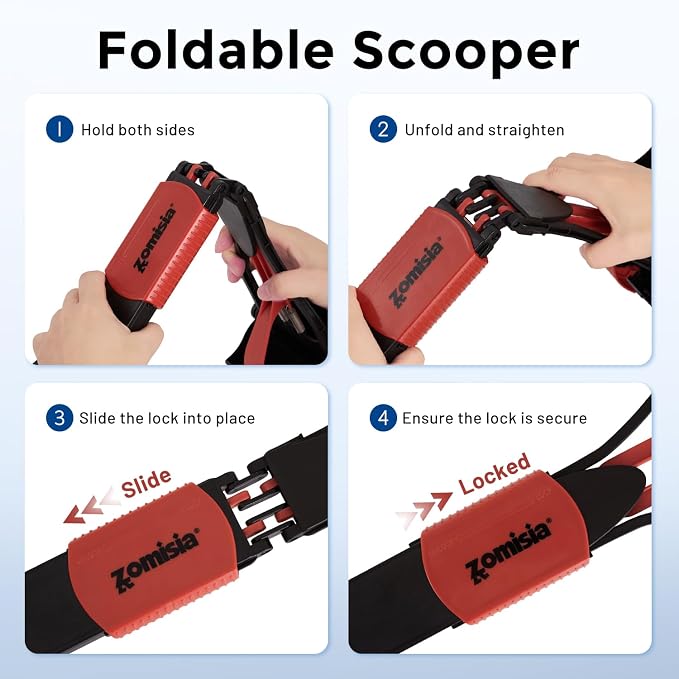 ZOMISIA 26" Pooper Scooper with Waste Bags - Poop Scooper for Large Dogs with Long Handle High Strength Material and Durable Spring for Yard, 30 Count Poop Bags