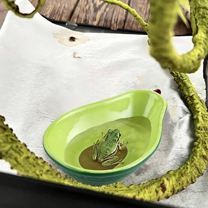 JSLZF Tree Frog Habitat Frog Water Bowl Dish Bathtub Tank Accessories Terrarium Decor Ceramic Aquarium Decoration Sturdy and Not Easy to Knock Over