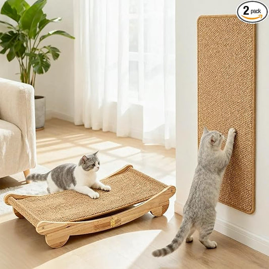 Extra Large 31.5" Cat Scratcher Bed & Mat Set | Cat Scratch Pad&Bed – Cat Wall Scratcher Protects Sofas and Furniture – Ideal for Indoor Cats to Scratch and Rest