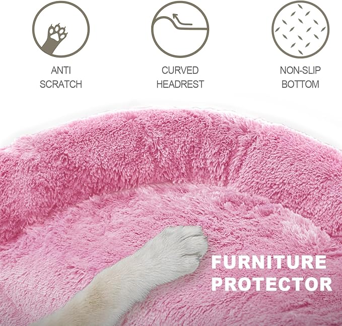 Luxurious Calming Dogs/Cats Bed Mats, Dog Pad Washable Removable Couch Cover, Plush Long Fur Mat for Pets, Waterproof Lining, Perfect for Small, Medium and Large Dogs and Cats (Pink, 53"x39")