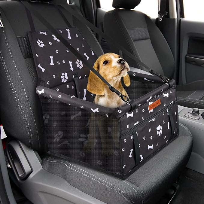 Dog Car Seat Puppy Portable Pet Booster Car Seat with Clip-On Safety Leash and PVC Support Pipe, Anti-Collapse,Perfect for Small Pets