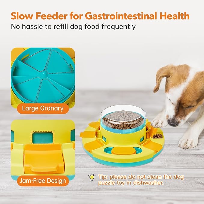 Potaroma Dog Puzzle Toy 2 Levels, Slow Feeder, Pup Food Treat Feeding Dispenser for IQ Training and Entertainment for All Breeds 4.2 Inch Height | Pup IQ Training and Entertainment for All Breeds 4.2 Inch Height