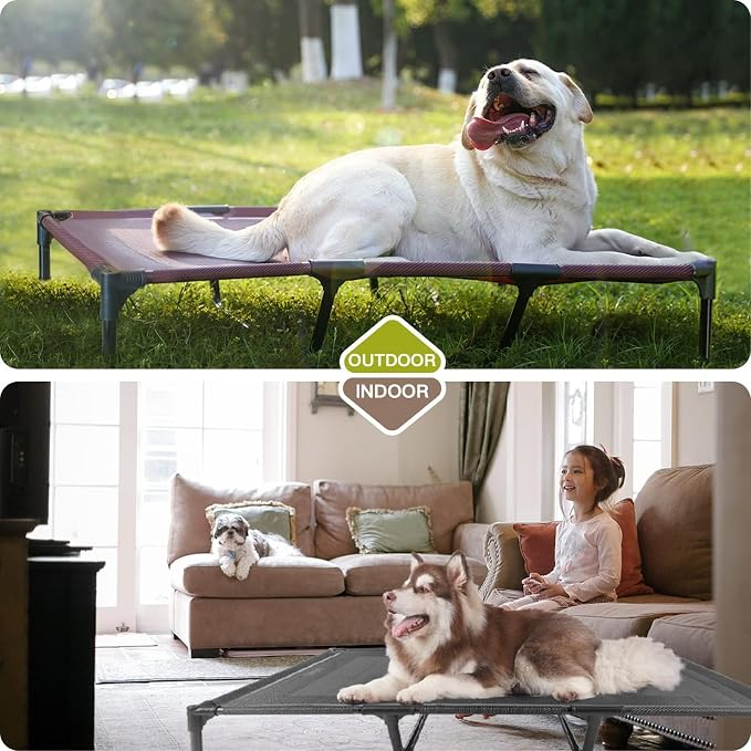 Elevated Dog Bed Waterproof Outdoor, Portable Raised Dogs Beds, Dogs Beds Off the Floor, Dog Bed Easy Clean Indoor or Outdoor Use, Large, Grey