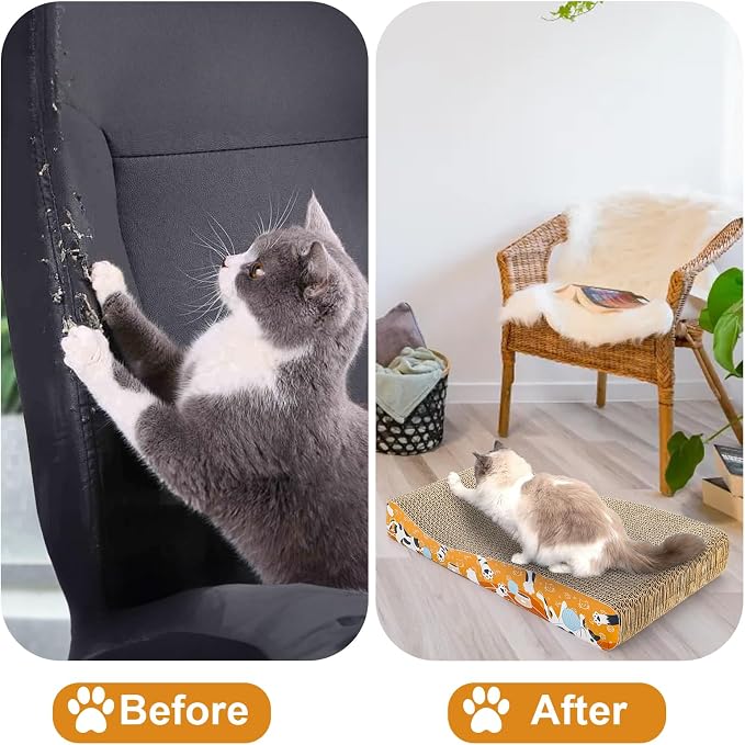 Nicunom 2 Pack Cat Scratching Pads, Curved Cat Scratcher Cardboard, Reversible Cat Scratch Board for Furniture Protection, Cat Scratcher Lounge Couch Bed for Indoor Cats