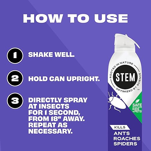 Stem Kills Ants, Roaches And Spiders: Plant-Based Active Ingredient Bug Spray, Botanical Insecticide For Indoor And Outdoor Use; 10 fl oz (Pack Of 1)