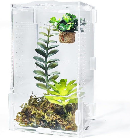 Jumping Spider Enclosure, Transparent Arboreal Tarantula Habitat, Praying Mantis Terrarium Critter Cage for Jumping Spider, Tarantula Slings, Mantis, Snail, Isopods, Beetles, Millipedes