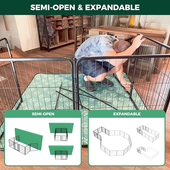 FXW Homeplus Unleashed Indoor Dog Playpen - Stress-Free and Safe Play, Heavy Duty 32 Inch 32 Panels Dog Pen for Small and Medium Dogs, Black│Patented
