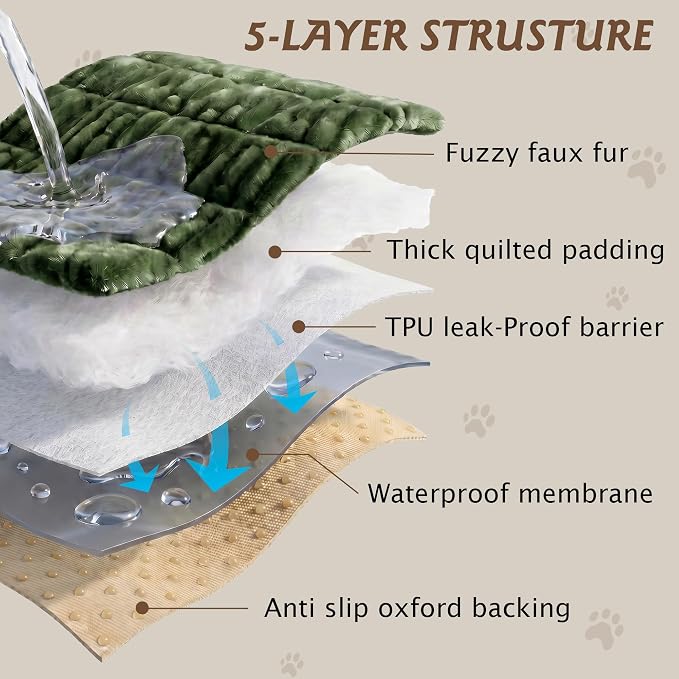 PuTian 100% Waterproof Fuzzy Couch Cover for Dogs Green 27.6"x70.9" | Pet Friendly Dog Mat for Couch, Waterproof Sofa Protector, Scratch Resistant Furniture Cover for Dogs, Machine Washable