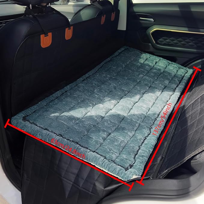 Backseat Pet Bed Mat, Truck Plaid Dog Bed for Car Back Seat, Deluxe Dog Seat Covers, Non-Slip Travel Pet Mat, Fit for Backseat Extenders and Trucks SUVs (Blue, 24.8x54 inch)