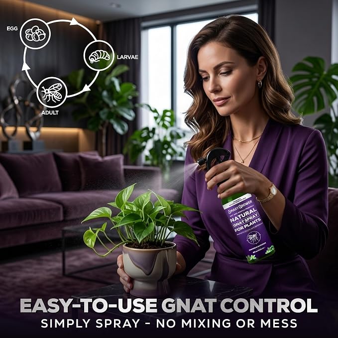 Natural Gnat Spray for Plants (8oz) – Fungus Gnat Killer for Indoor Plants – Essential Oil Plant Bug Spray – Ready to Use – Pet and Family Friendly, Houseplant Insect Control - Smart Grower