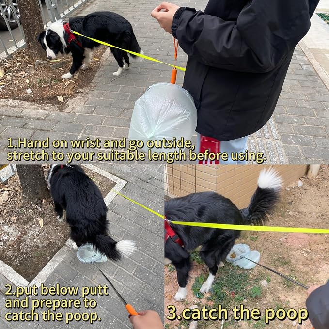 Pooper Scooper with 120 Waste Bags, 55" Dog Pooper Scooper with Extendable Long Handle Portable Foldable Dog Poop Catcher,Poop Pick Up Pooper Scooper for Dogs Cats