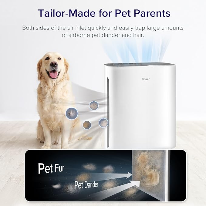 LEVOIT Air Purifier for Home Bedroom,Quiet Clean with Washable PreFilter for Dander,Smoke,Dust,Pollen,AHAM Verifide,Odor Eliminators, Medium Sized Rooms,Pet Hair Remover,Vital 100,White(Pack of 2)