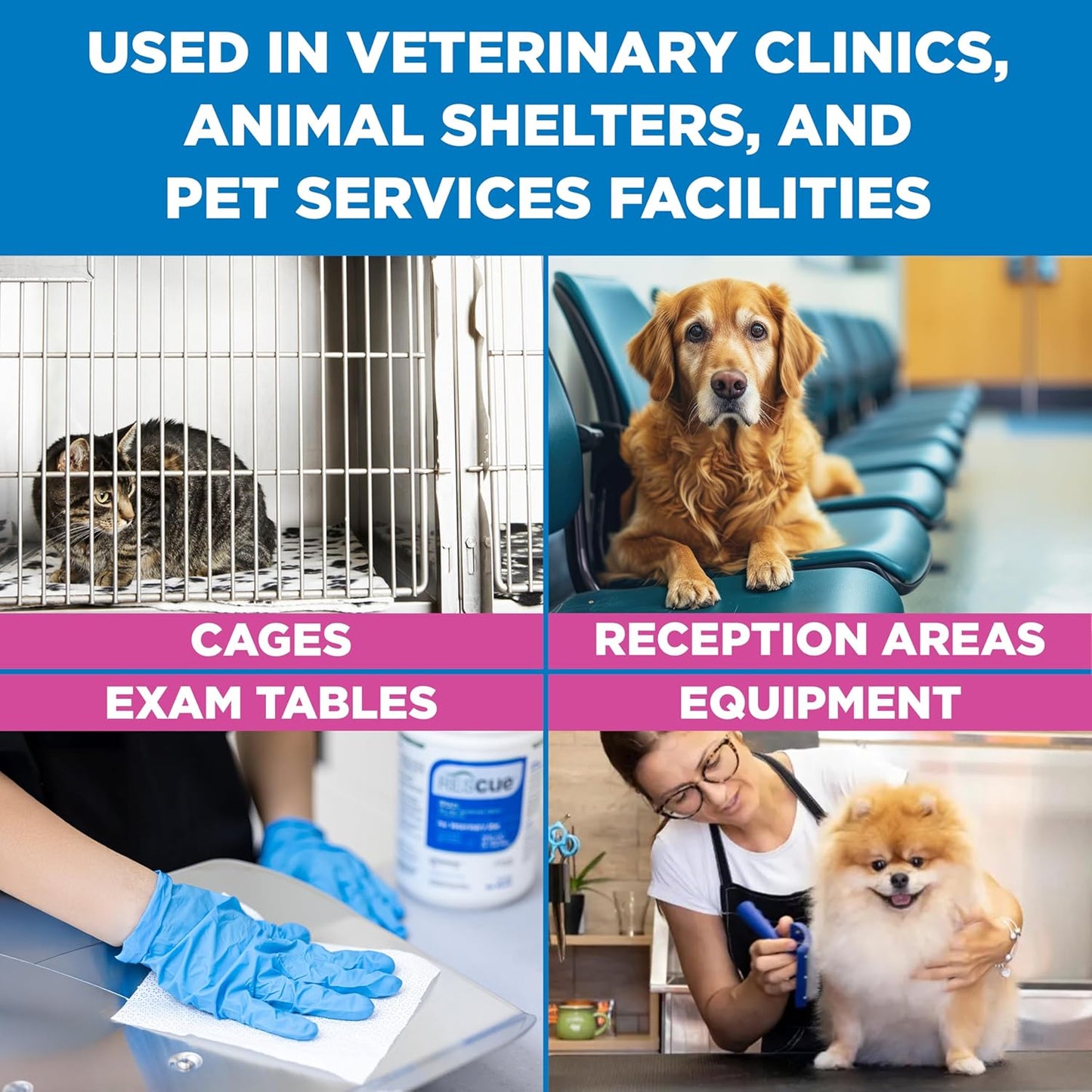 REScue One-Step Disinfectant Cleaner & Deodorizer Wipes for Vet Use – Cleaner for Kennels, Litter Boxes, Vet Offices, Pet Grooming Surfaces – Wipes Canister, 160-Count (Pack of 12)