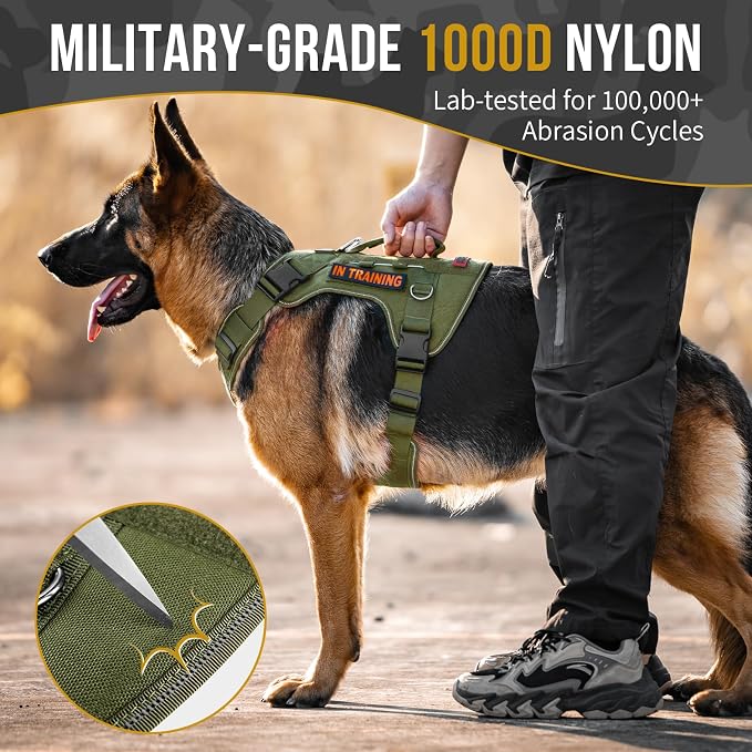 OneTigris No Pull Tactical Dog Harness for Medium Large Dogs | Reflective K9 Working Easy Control Vest – Adjustable Dog Harness with Hook & Loop Panels for Walking, Hiking & Training