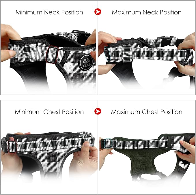 NESTROAD No Pull Dog Harness with Leash, Reflective No Choke Pet Vest Harness,Adjustable Soft Padded Dog Harness with Easy Control Handle for Medium Dogs(Checkered Black,Medium)