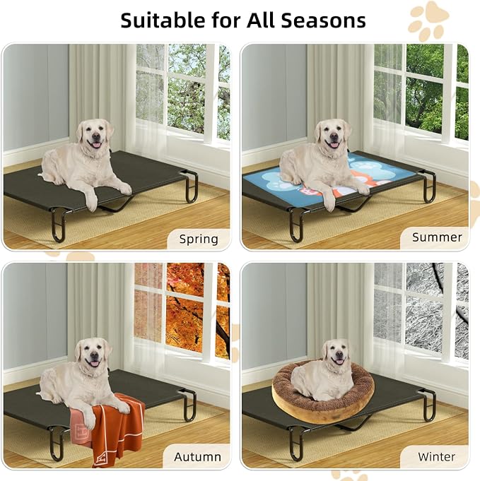 FAYDUDU Elevated Dog Bed Portable Raised Dog Beds with Washable Mesh Cooling Breathable Elevated Pet Bed Large for Indoor and Outdoor Use