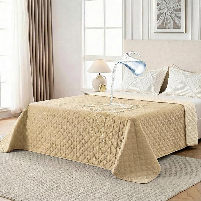 Waterproof Dog Blanket, Couch Cover for Dogs Washable, Reversible Dog Bed Cover, Couch Furniture Protector. (Dark＆Light Beige, 68 X 82 Inch - 1 Pack)