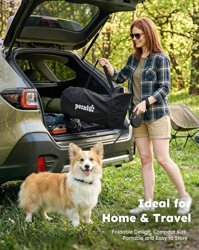 Pecute Raised Dog Bed with Cooling Mat, Elevated Pet Cot for Medium Dogs, L | Breathable Textilene Mesh, Outdoor Camping & Beach, Steel Frame,130 lbs Heavy Duty Support, Tool-free 3-second Quick Assembly