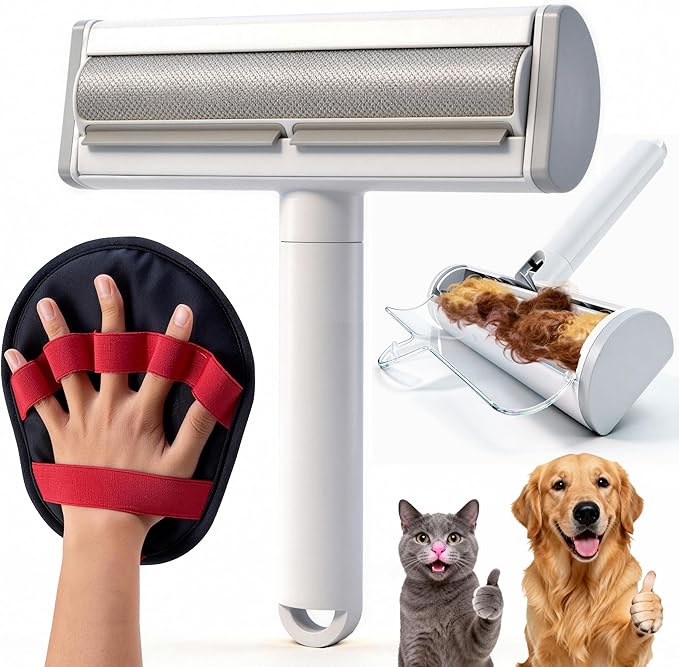 Yoioyms Pet Hair Removal Set, Pet Hair Removal Glove for Dogs & Cats, Roller Pet Hair Remover, 2 in 1 Pet Hair Removal Tool for Clothing, Couch, Furniture&Laundry, Pet Fur Remover