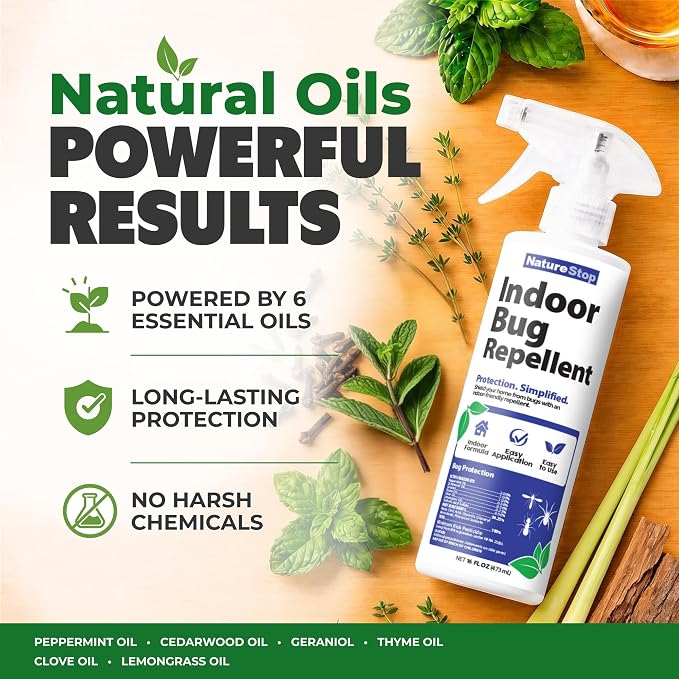 Indoor Bug Repellent Spray (16oz) | Protects Indoor Spaces, Pet & Family Friendly, Plant-Based Active Ingredients, For Kitchens & Living Areas, Indoor Use