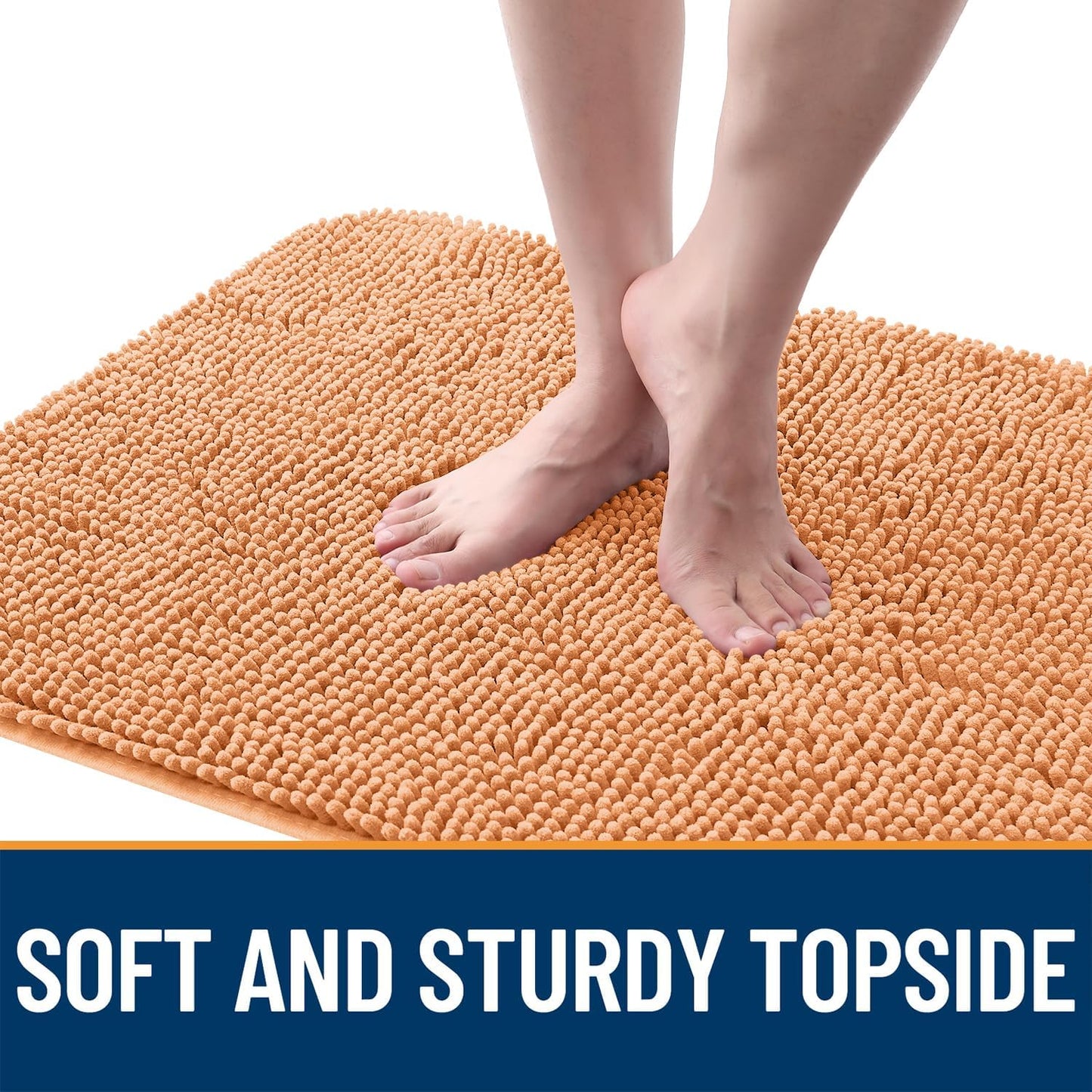 OLANLY Dog Door Mat for Muddy Paws 34x21, Absorbs Moisture and Dirt, Absorbent Non-Slip Washable Doormat, Quick Dry Chenille Mud Mat for Dogs, Entry Indoor Entryway Carpet for Inside Floor, Orange