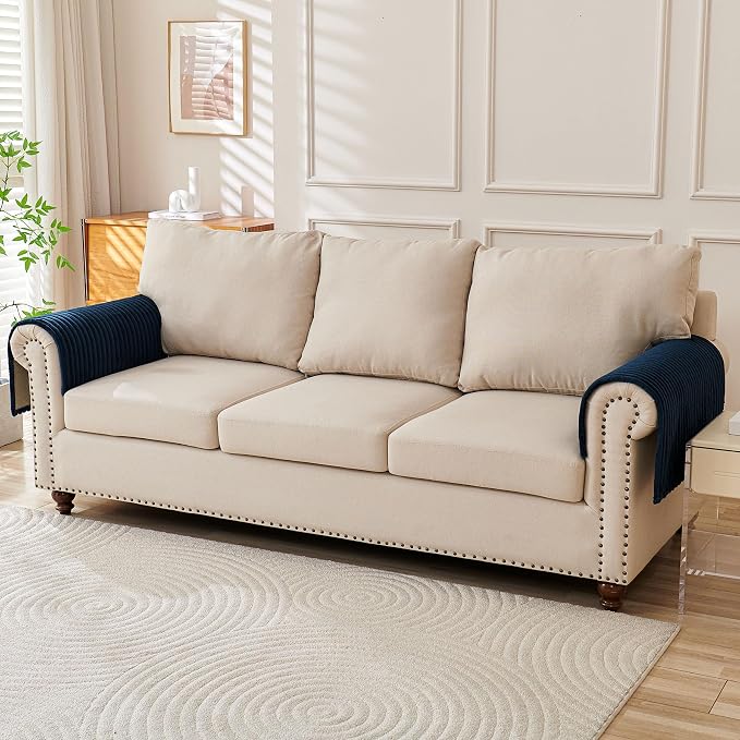 HAOMAIJIA Waterproof Couch Cover for Dogs Washable,Faux Fur Pet Couch Covers for Sofa,Soft Dog Bed Cover Non-Slip Couch Covers for 3 Cushion Couch Sofa Pet Friendly (Navy Blue, 23" x 23" 2 Pack)