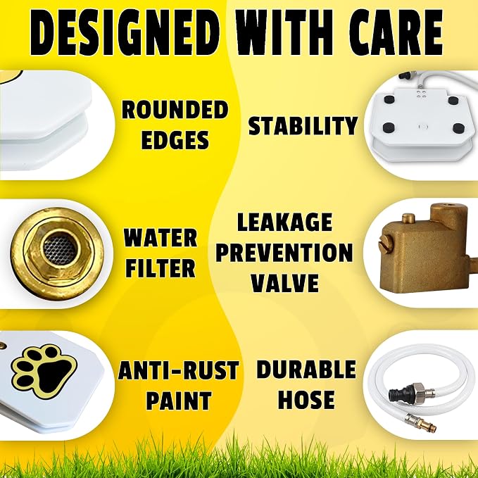 Trio Gato's Outdoor Dog Water Fountain Step On, Dog Sprinkler Paw Activated, Drinking Pet Dispenser, Provides Fresh Water, Sturdy, Easy to Use