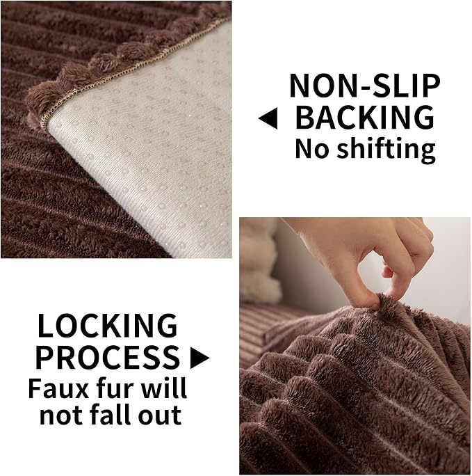 HAOMAIJIA Waterproof Couch Cover for Dogs Washable,Faux Fur Pet Couch Covers for Sofa,Soft Dog Bed Cover Non-Slip Couch Covers for 3 Cushion Couch Sofa Pet Friendly (Brown, 35" x 47" 1 Pack)