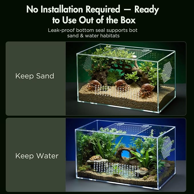 Pre-Assembled Jumping Spider Enclosure, All-Side Ventilation | 12"x7"x7" Escape-Proof Spider Terrarium Kit with Magnetic Door for Tarantula, Mantis, Snail, Tweezer & Temp Sticker Included