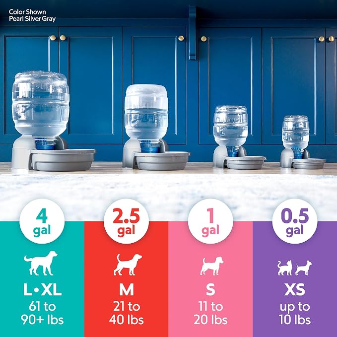 Petmate Replendish Gravity Automatic Dog Water Dispenser Pet Waterer and Pet Feeder Set with Microban Protection Base, 100% BPA Free, Wide Mouth Bowl - 0.5 Gallon Water, 2 lb Food