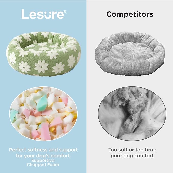 LE SURE Shown on TV Jacquard Donut Dog Beds Large Sized Dog,Green 33x33x8in | Orthopedic Calming Pet Bed Sofa,Original Design Pattern,Washable Cover,Cute Home Decor as Gift for Pet,Anti Slip Bottom