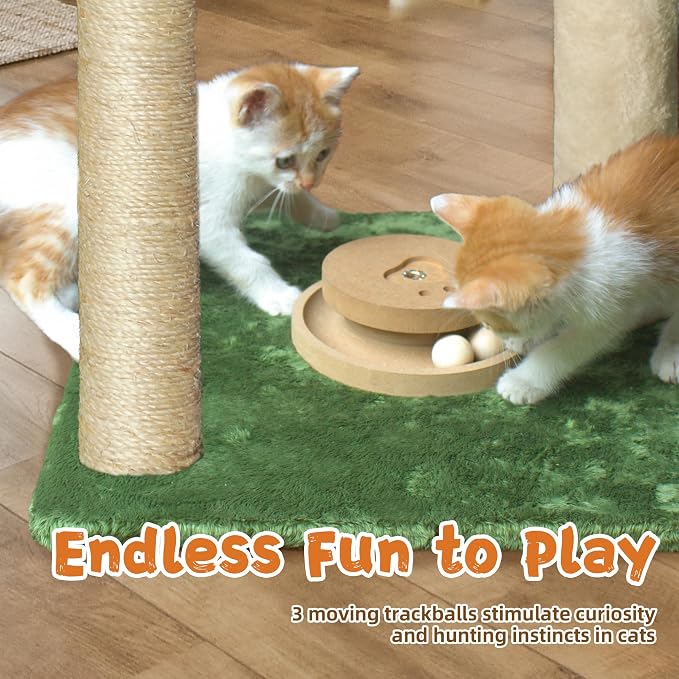 Fantasreen Cat Scratching Post 28 Inches Small Cat Tree Tower with Hammock, Cat Toy Wooden Interactive Condo for Kitten and Adults Cat