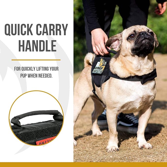 OneTigris Tactical Dog Harness XS Small Dog Vest with Handle | Military XS dog harness with vertical control handle. Soft fleece padding & quick-release. Ideal for training & walks.