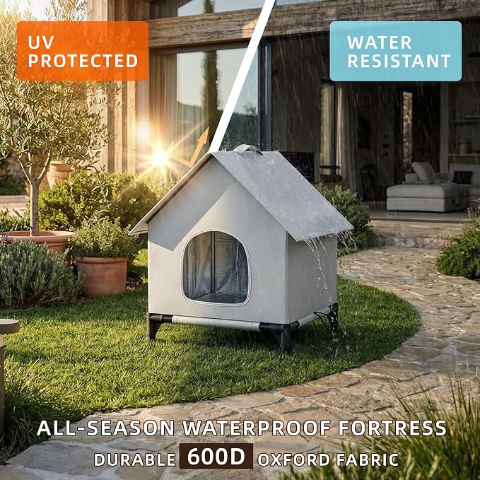 Large Cat House for Outside&Indoor,Easy to Put Together, Selfwarming Cat Shelter for Winter,Insulated and Weatherproof,Large Cave Bed for Garden(18 x 18 x 24 inch,L,Normal)