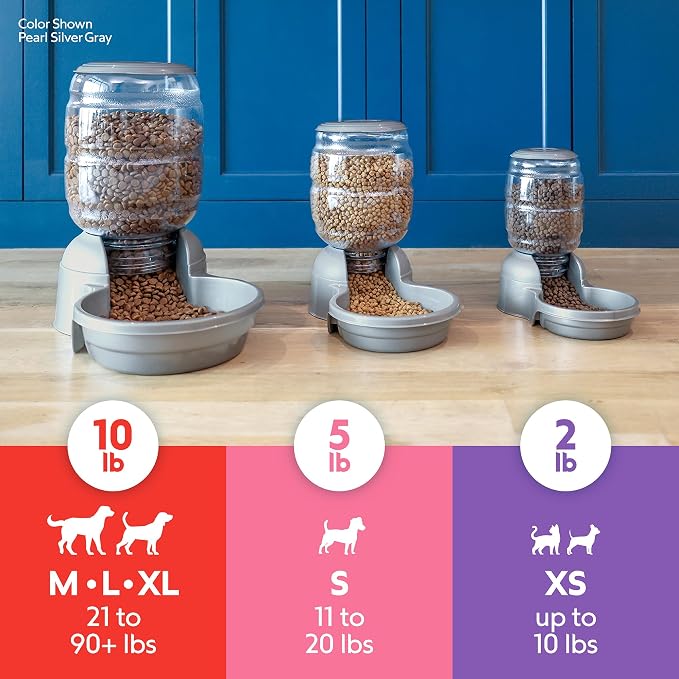 Petmate Replendish Automatic Dog Feeder Gravity Pet Treat Dispenser with Microban Protection Base, Wide Mouth Bowl, 100% BPA Free - 2 lb