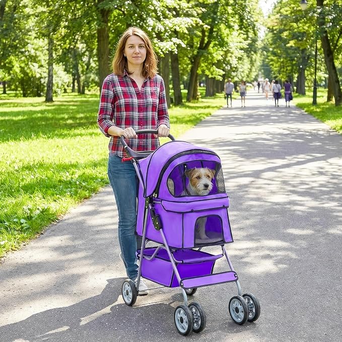 BestPet Pet Stroller Cat Dog Cage Stroller Travel Folding Carrier