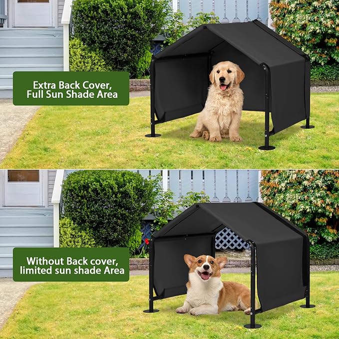 Dog Shade for Outside,29.5”x25.6”x25.6” Dog House Tent for Small Dog | Outdoor Dog Kennel for Small Dog, Sun Rain Pet Canopy House for Dogs, Waterproof Pet Sahde Shelter for Small Animal, Black