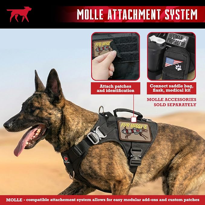 Tuff Pupper Elite Tactical Dog Harness | Dual Control Handles | Front & Back D-Rings | Fully Adjustable | Military Cobra Buckles | Heavy Duty Nylon Vest | Reflective MOLLE Dog Harness for Small Dogs