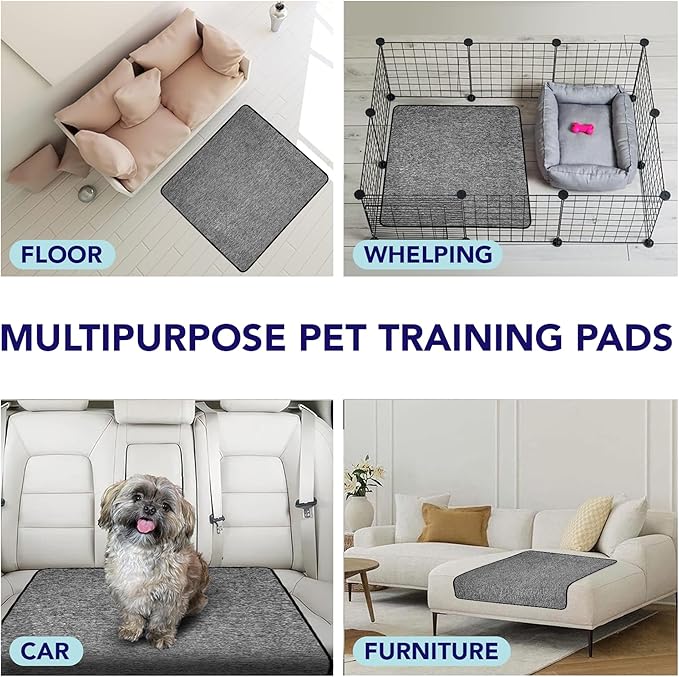 PUPIBOO Washable Pee Pads for Dogs and Cats - Super Absorbent Reusable Puppy Training Pads - 100% Waterproof, Leak-Proof & Non-Slip Whelping Pads for Pet Housebreaking