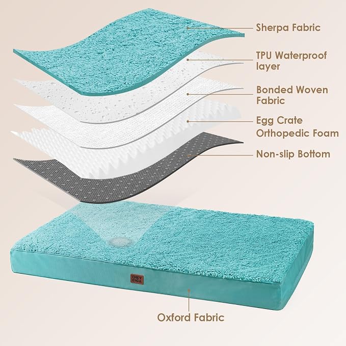 EHEYCIGA Orthopedic Dog Bed Large with Removable Washable Cover, 35x23 | Egg Crate Foam Support, Durable Oxford fabric, Non-Slip Bottom, Machine Washable, Soft Waterproof Plush Pet Bed Mat For Crate