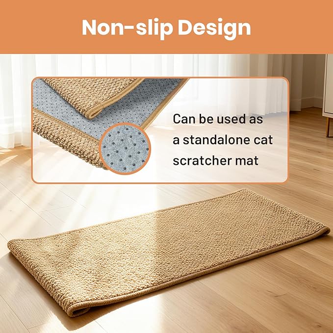 Extra Large Cat Scratcher Mat - Sisal-Style Scratching Rug for Indoor Cats | 31.5 x 14 in Upgrade Soft Sisal Horizontal Cat Floor Scratching Pad, Cat Scratching Rug Protect Furniture