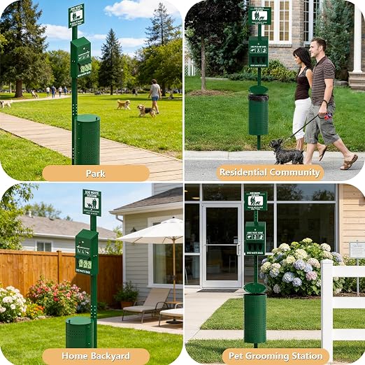 Dog Waste Station - Large 11.5 Gallon Dog Poop Station with Poop Bags, Liner Bags, Lockable Dispenser & Keys – Heavy-Duty Outdoor Pet Waste Station for Commercial Use, Parks, Backyard
