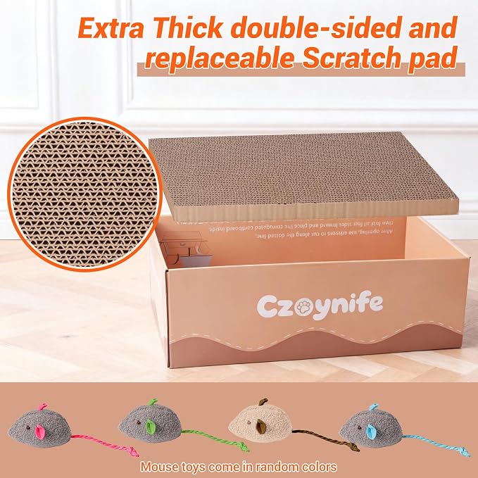 3PCS Cat Scratcher Cardboard, Oval Cat Scratch Pad Bowl Nest for Indoor Cats, Round Cat Scratching Board Corrugated Lounge Cat Bed, Furniture Protector for Couch (Brown, 15.7 * 10 in)