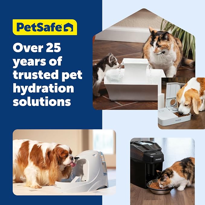 PetSafe Drinkwell Platinum Cat Water Fountain - Pet Fountain for All Pet Sizes, Encourages More Drinking, Includes 12-Pack of Replaceable Carbon Filters, Indoor Use, Grey (168 oz/5L)
