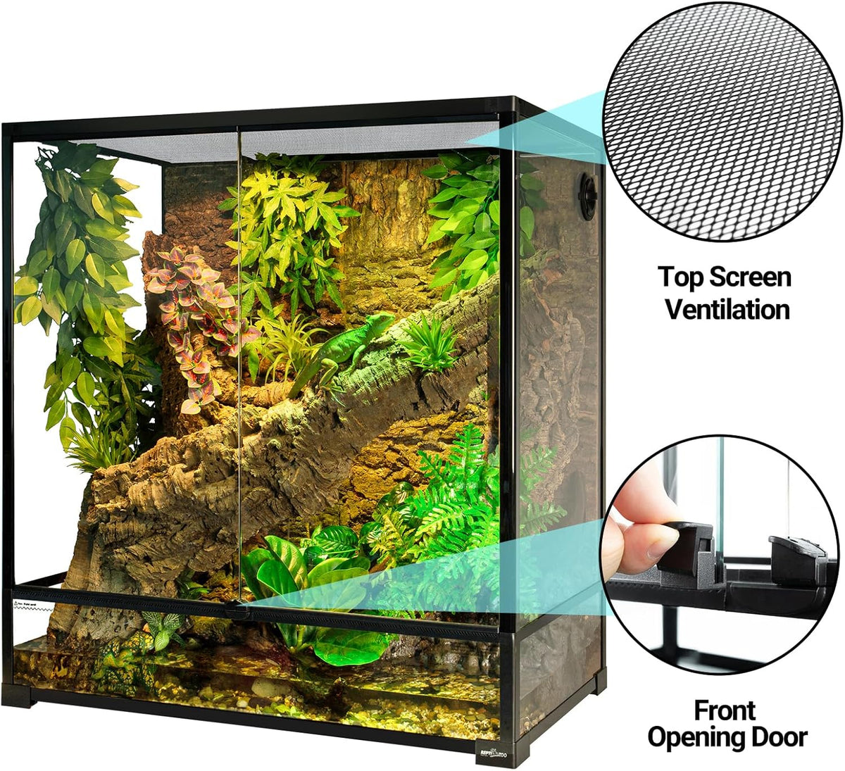 REPTI ZOO Large Tall Glass Reptile Tank 36"x18"x36", 100 Gallon Vertical Reptile Terrarium with Mesh for Chameleon Arboreal Lizard Frog, Paludarium Vivarium Tank