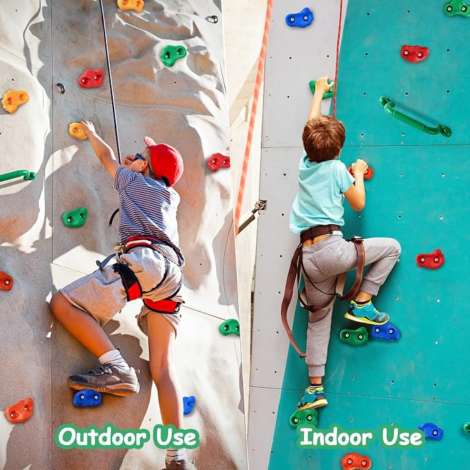 OSPNIEEK 20 PCS Rock Climbing Holds for Kids, Adult Rock Wall Climbing Kit | with Handles and Mounting Hardware, Multi-Colored Climbing Wall Grips for Indoor and Outdoor Playground Accessories Play Set