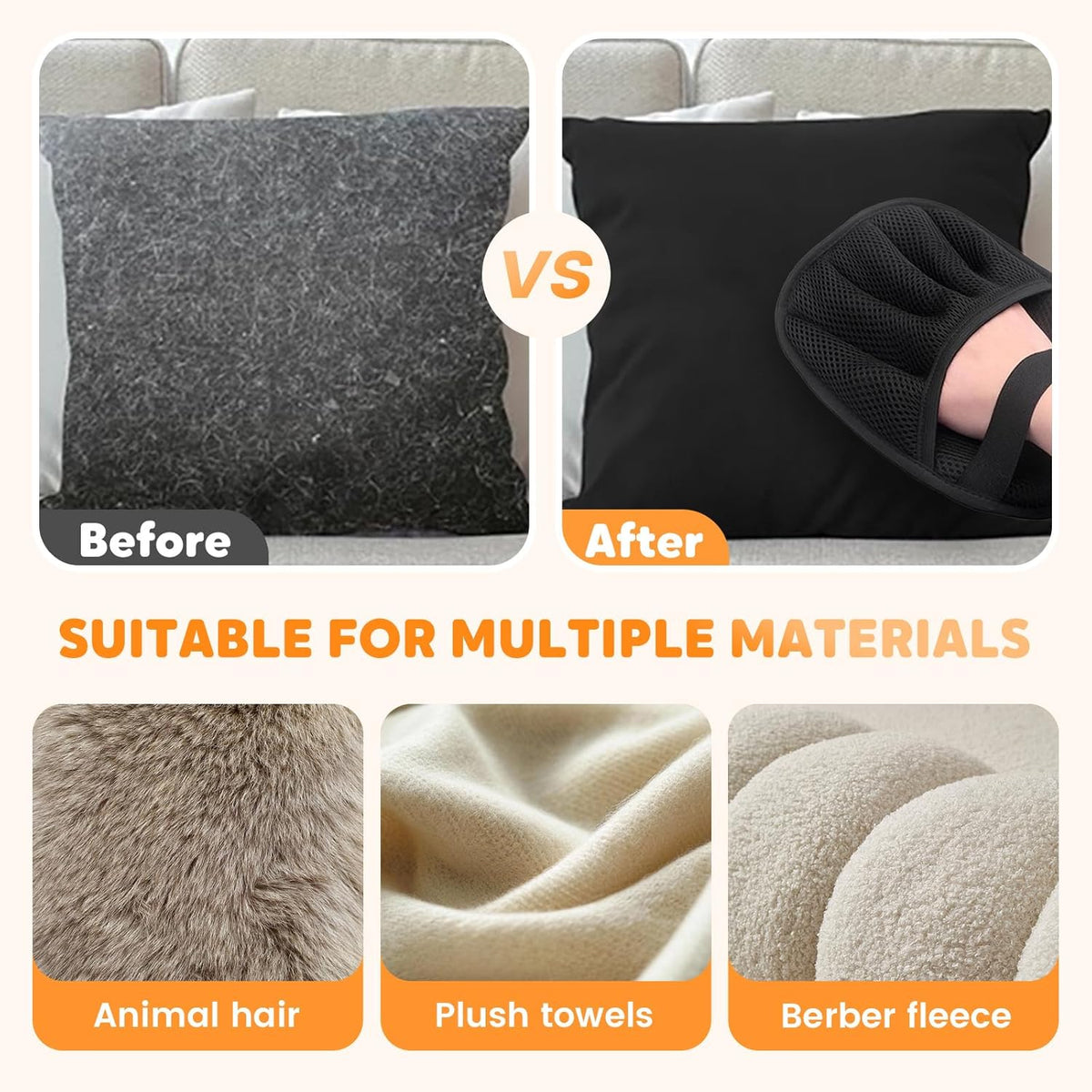 Pet Hair Removal Glove for Cats & Dogs, Reusable Pet Hair Remover Electrostatic Gloves for Couch, Furniture, Carpet
