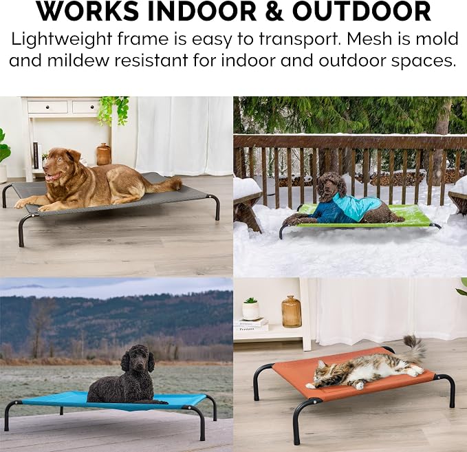 FurHaven Elevated Pet Cots - Cooling & Breathable Nylon Mesh Hammock for Large Dogs/Easy-to-Assemble / / Durable and Reinforced/Perfect for Rest & Relaxation Outdoors - Terracotta Red, Large