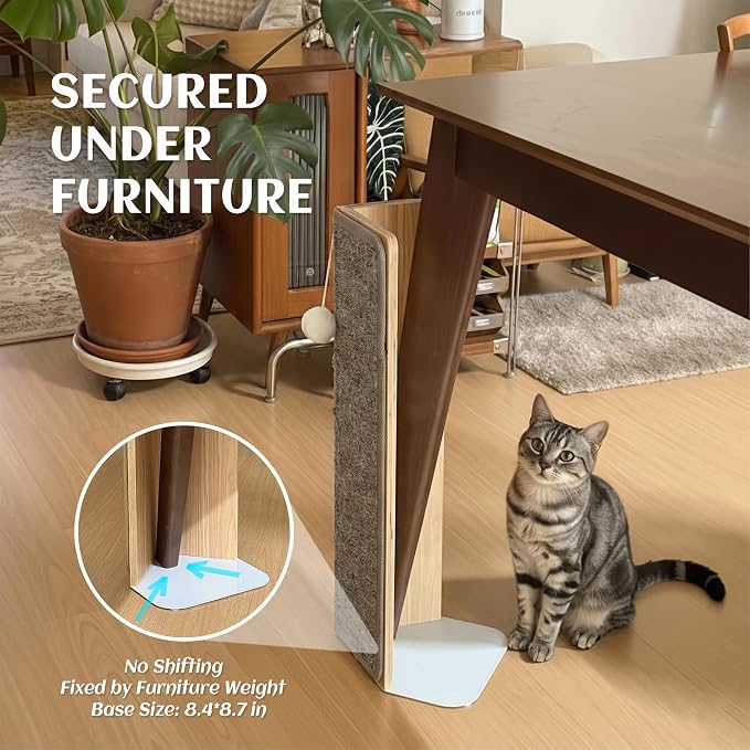 PETKARAY Carpet Cat Scratching Post for Couch Corner, Furniture Protector | Under-Furniture Carpet Scratcher, Cat Scratch Pad, Scratching Board & Mat for Indoor Cats with Toy Ball