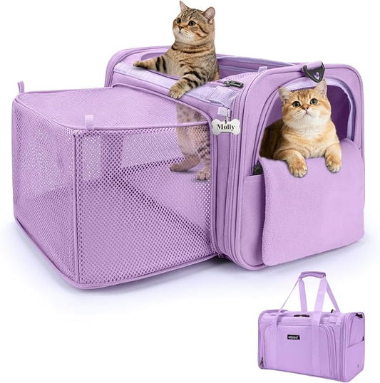 MIDOG Cat Carrier Soft for Small-Medium Cats Up to 15lbs, Airline Approved | Expandable Square Design,Comfort & Breathable Window,Equipped with anti-slip lock zippers and an internal safety leash
